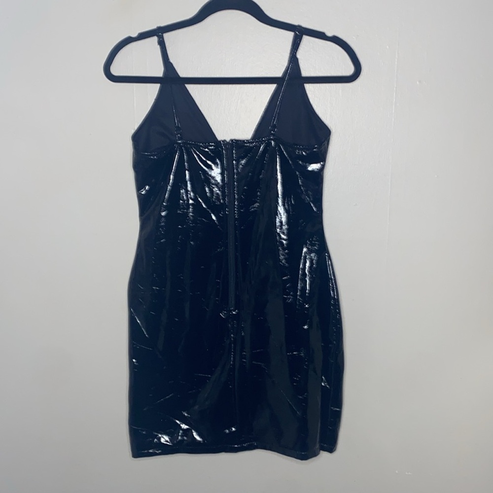 🪼Adorable faux leather black tight zip up dress! - Picture 8 of 9